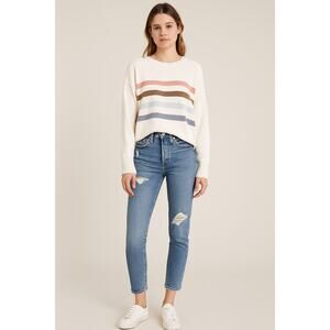 Levi's Women's 25 Blue Medium Wash 501 Skinny Jeans High Rise Distressed K25-14